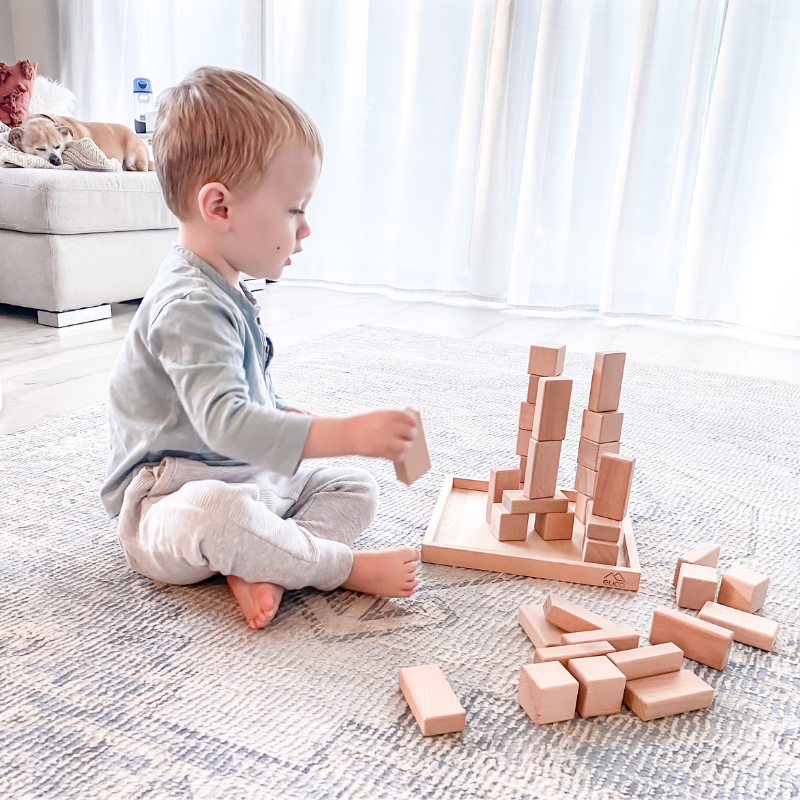 natural wooden building blocks toy set