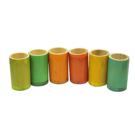 Rainbow Bamboo Sorting Tubes - Set of 6