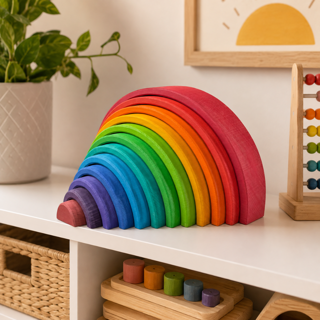 Large Wooden Rainbow Stacker - Bright