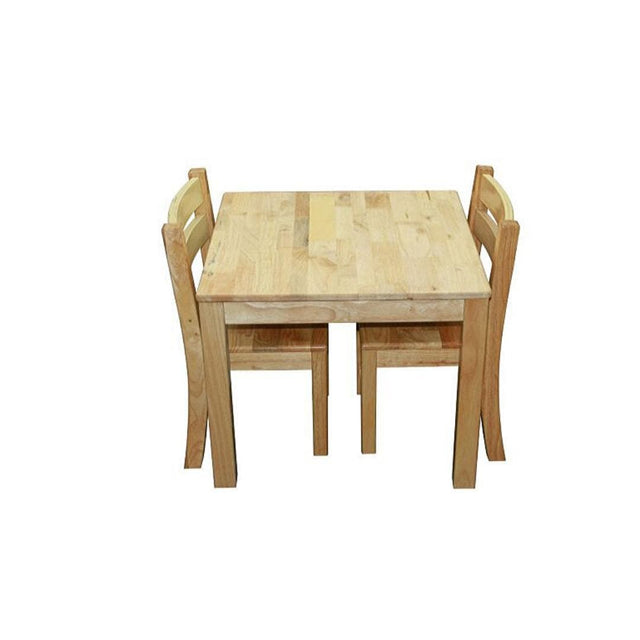 Solid Timber Table with 2 Stacking Chairs