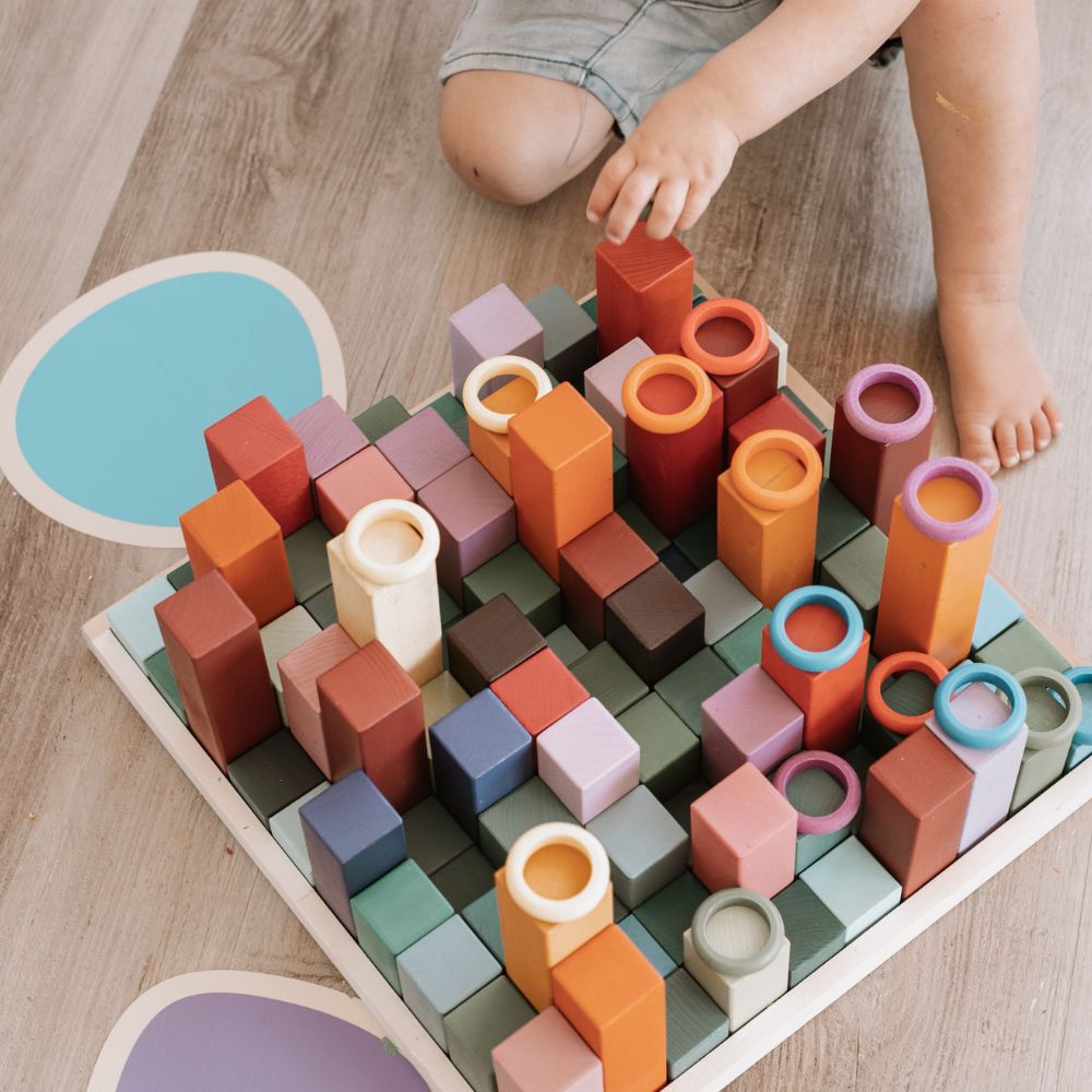 wooden blocks for kids building towers and structures