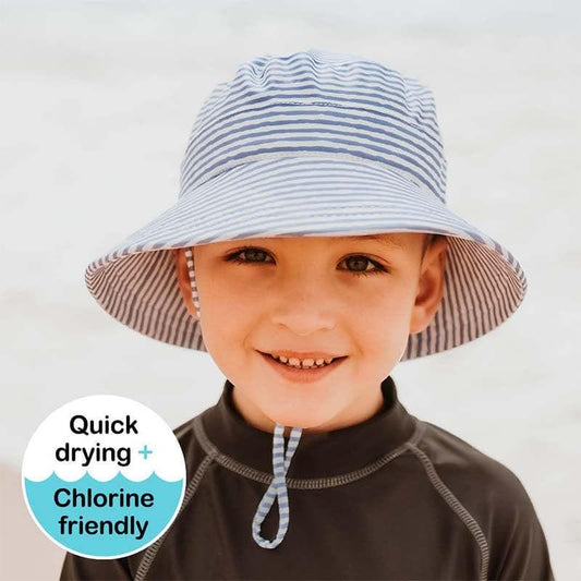 Kids Beach Bucket Sun Hat - Nautical Stripe