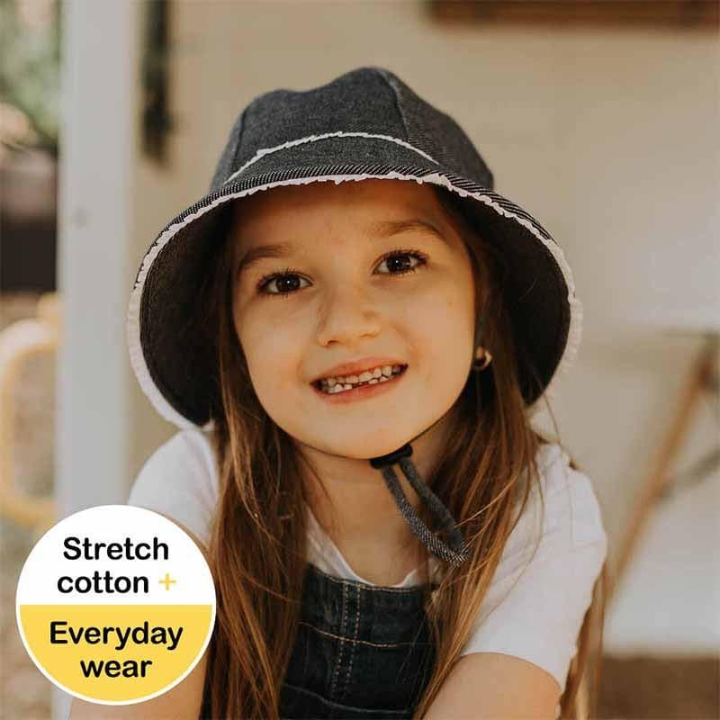Ponytail Bucket Sun Hat - Denim Ruffle