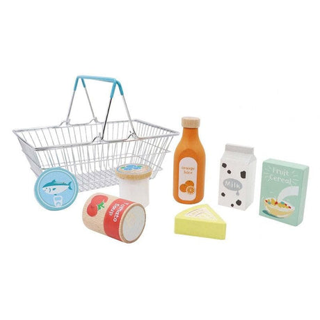 Wooden Groceries Playset with Metal Basket-Kitchen Play-My Happy Helpers